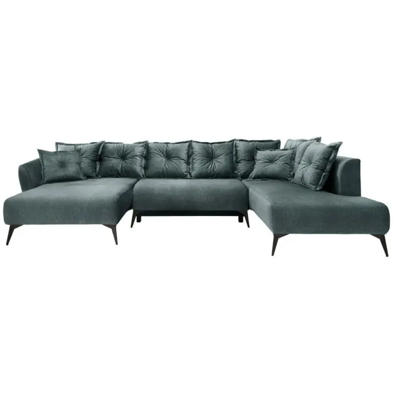 Wohnlandschaft in Velours Dunkelblau