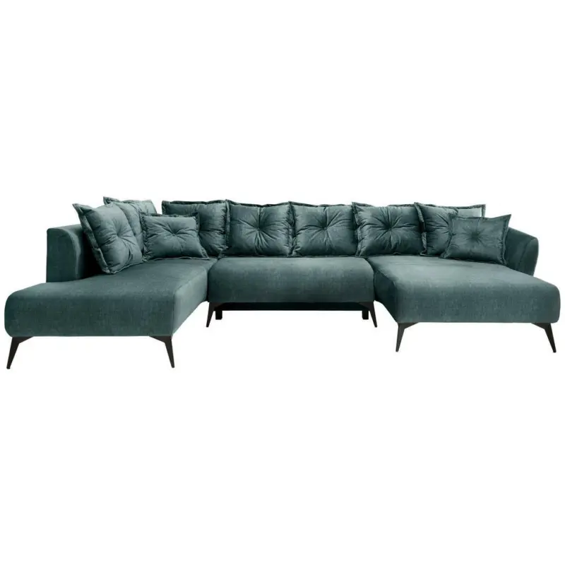 Wohnlandschaft in Velours Dunkelblau