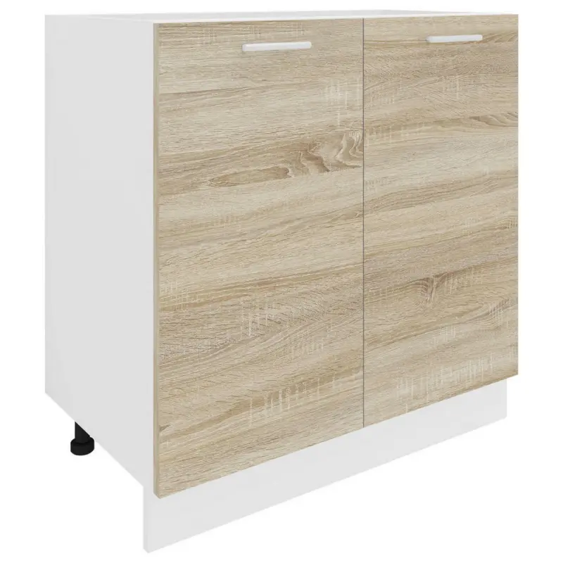 Küchenunterschrank 80/82/46 cm in Weiß, Sonoma Eiche