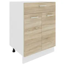 Küchenunterschrank 60/82/46 cm in Weiß, Sonoma Eiche