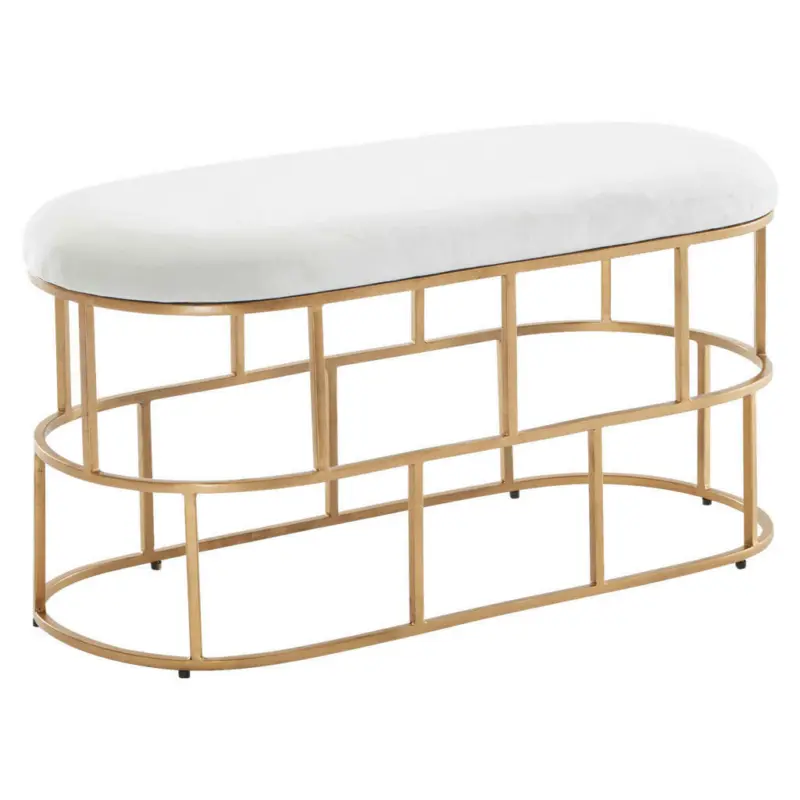 Sitzbank in Textil Weiß, Goldfarben