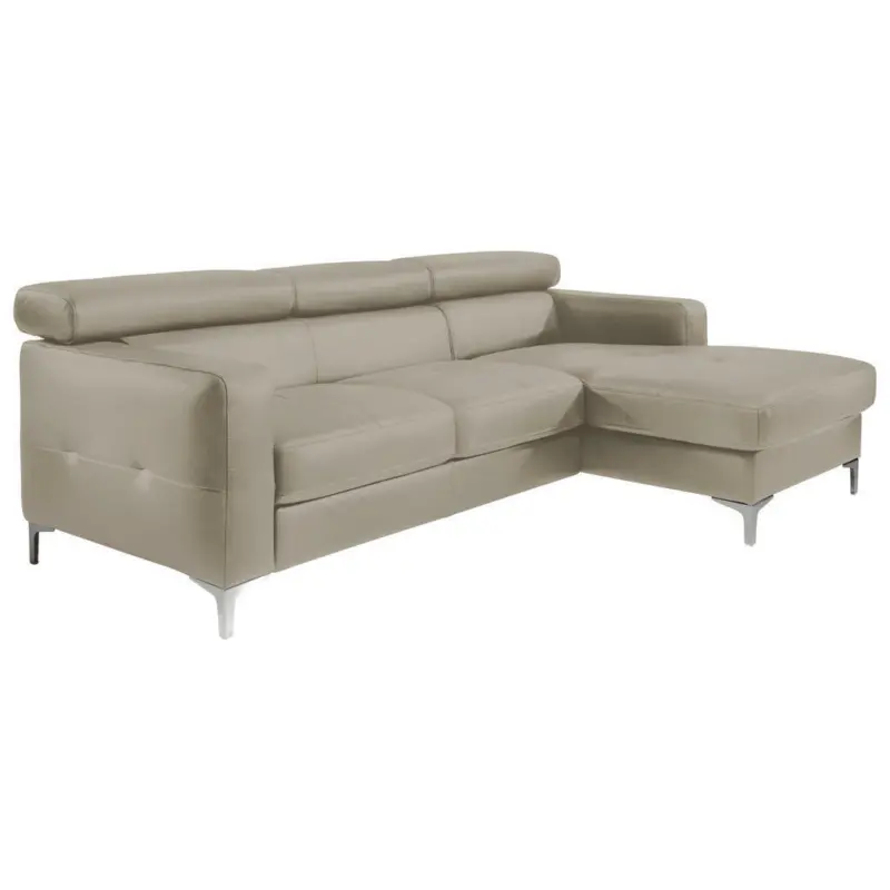 Ecksofa in Kombination Echtleder/Lederlook Grau