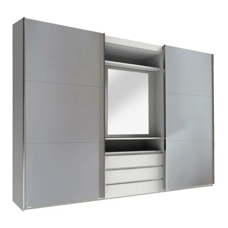 Schwebet&uuml;renschrank in Wei&szlig;, Hellgrau