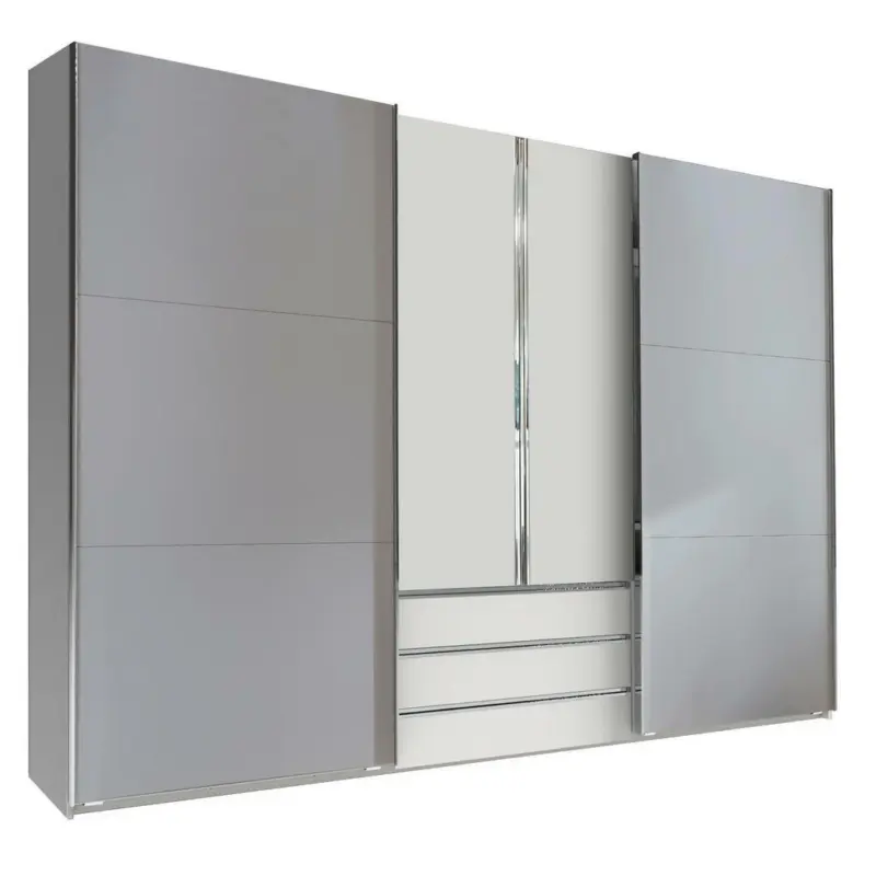 Schwebetürenschrank in Weiß, Hellgrau
