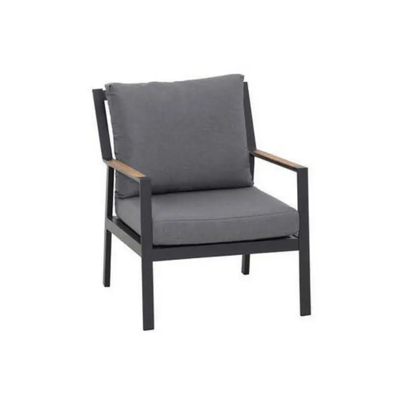 Loungesessel in Holz, Metall, Kunststoff, Textil Anthrazit