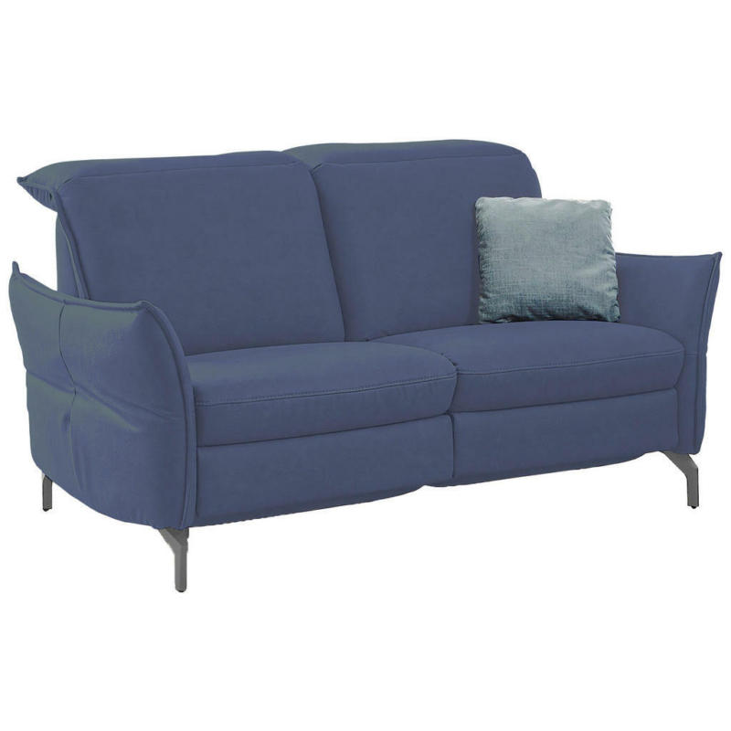 Zweisitzer-Sofa in Lederlook (vegan) Blau, Grau