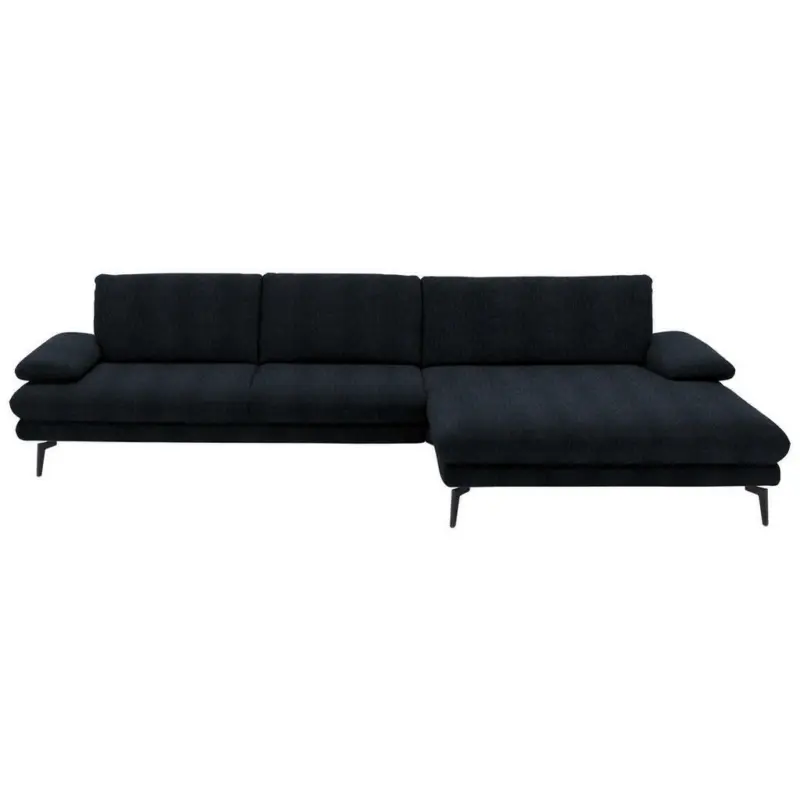 Ecksofa in Chenille Schwarz