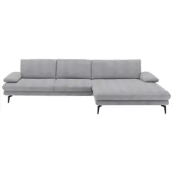 Ecksofa in Chenille Hellgrau
