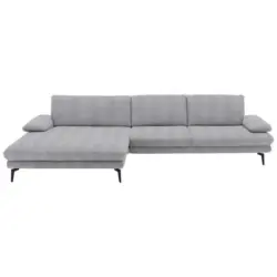 Ecksofa in Chenille Hellgrau
