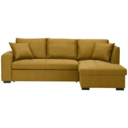 Ecksofa in Webstoff Goldfarben