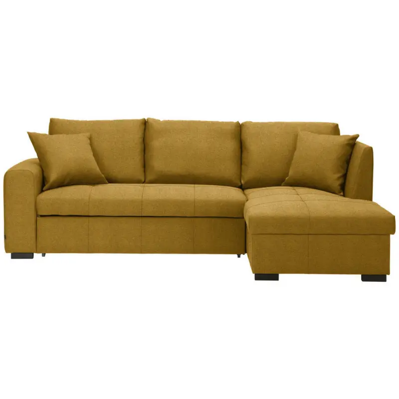 Ecksofa in Webstoff Goldfarben