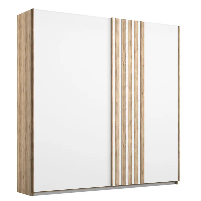 Schwebetürenschrank in Weiß, Eiche San Remo