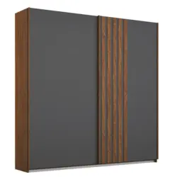 Schwebetürenschrank in Grau, Eichefarben