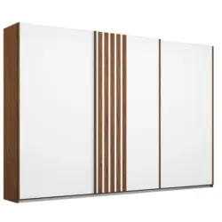 Schwebetürenschrank in Weiß, Eiche San Remo