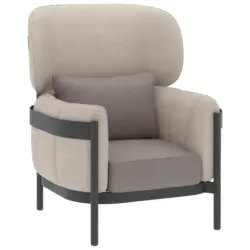 Ohrensessel in beschichtet Weiß, Taupe