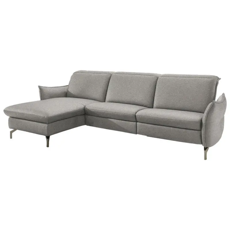 Ecksofa in Chenille Grau, Weiß