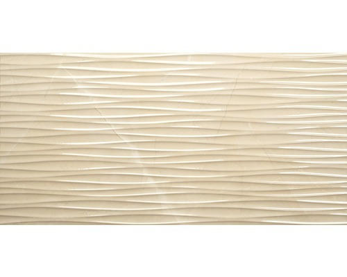 Steinzeug Wandfliese Etiana 30,0x60,0 cm waves creme glänzend