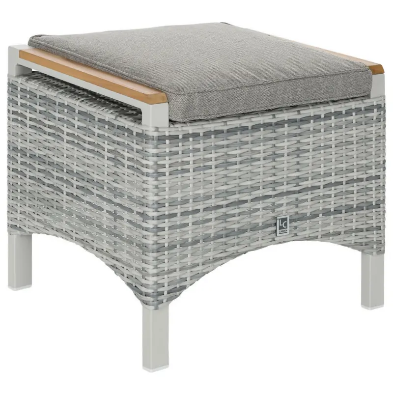 Hocker in Holz, Metall, Kunststoff, Textil Weiß, Hellgrau, Teakfarben