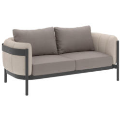 Zweisitzer-Sofa in beschichtet Weiß, Taupe