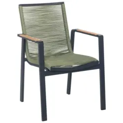 Stapelsessel in Holz, Metall, Kunststoff, Textil Anthrazit, Grün, Teakfarben