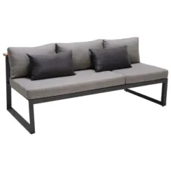 3-Sitzer-Bank 201/85/89 cm in Anthrazit, Dunkelgrau, Beige, Teakfarben
