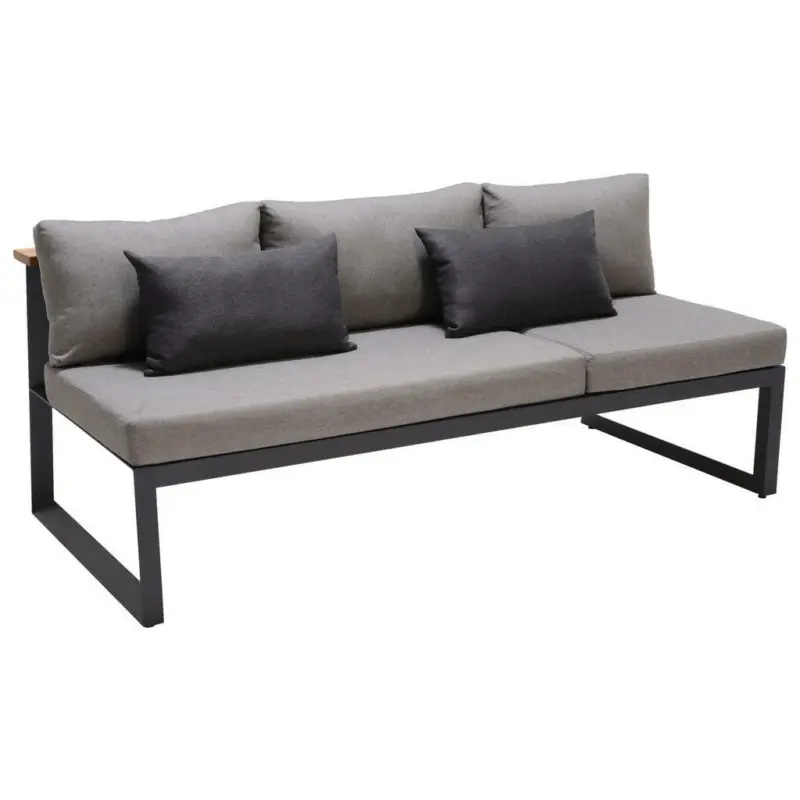 3-Sitzer-Bank 201/85/89 cm in Anthrazit, Dunkelgrau, Beige, Teakfarben
