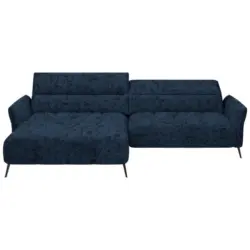 Ecksofa in Webstoff Dunkelblau