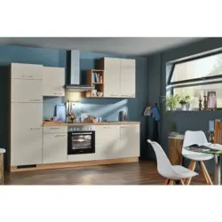 K&uuml;chenblock 280 cm in Eichefarben, Hellgrau