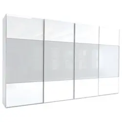 Schwebetürenschrank in Grau, Weiß