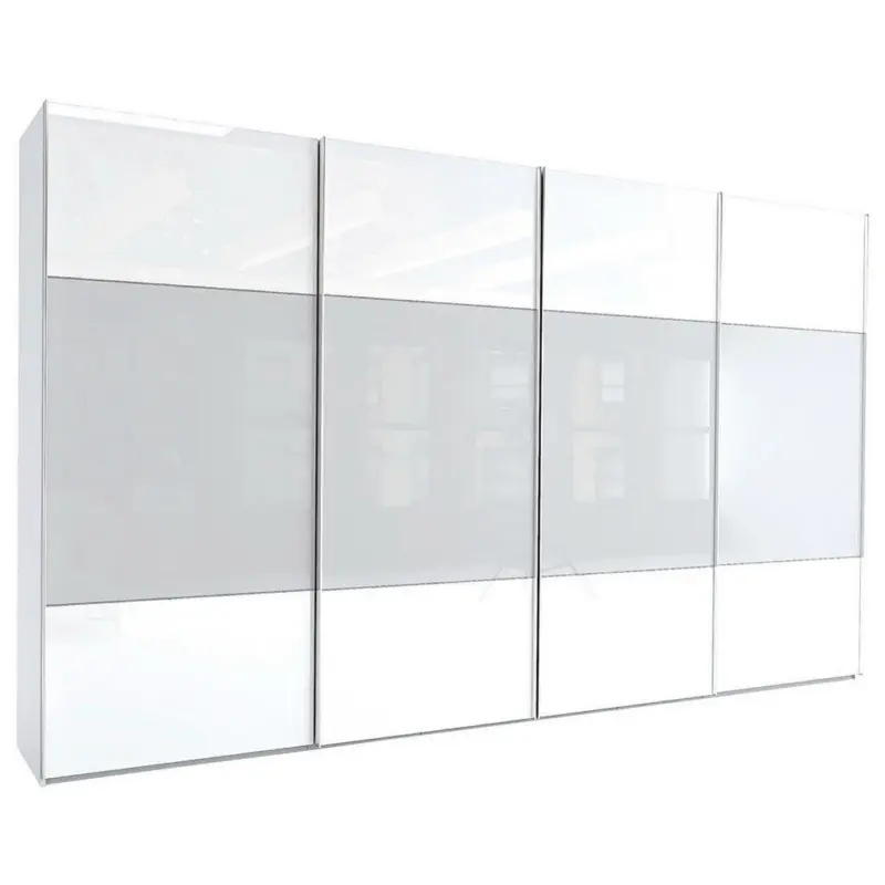 Schwebetürenschrank in Grau, Weiß
