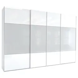 Schwebetürenschrank in Grau, Weiß