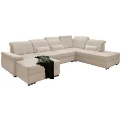 Wohnlandschaft in Velours Creme