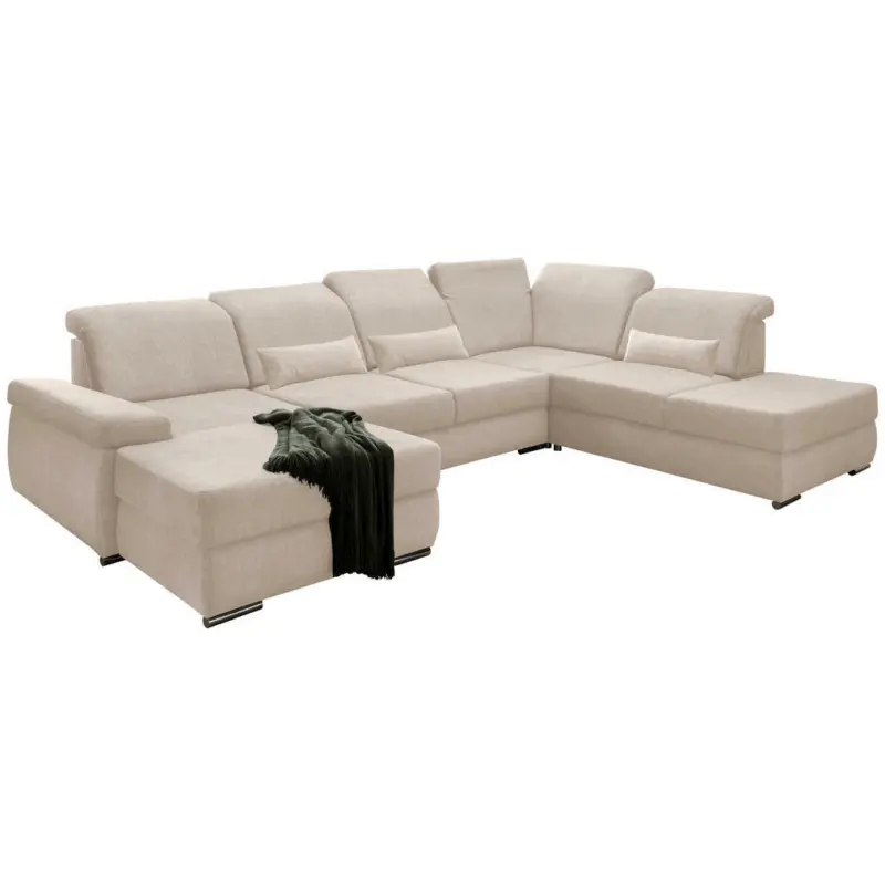 Wohnlandschaft in Velours Creme