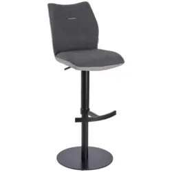 Barhocker in Metall, Textil Anthrazit, Schwarz