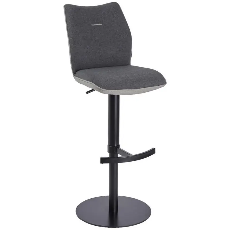 Barhocker in Metall, Textil Anthrazit, Schwarz