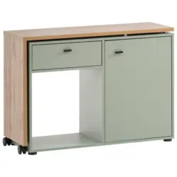 Schreibtisch in Grün, Eichefarben