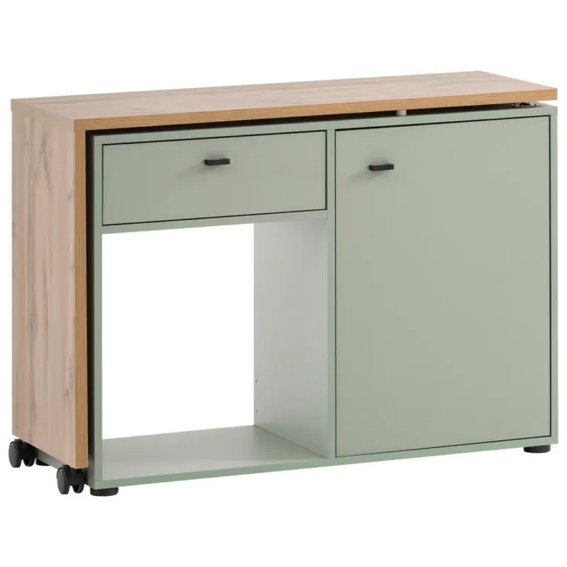 Schreibtisch in Grün, Eichefarben