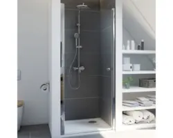 Drehtür für Nische Breuer Elana 800x2000 mm Anschlag links Dekorglas Lines chromoptik