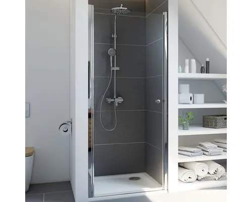 Drehtür für Nische Breuer Elana 800x2000 mm Anschlag links Dekorglas Lines chromoptik