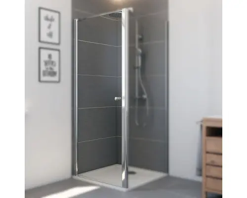 Drehtür für Seitenwand Breuer Elana 750x2000 mm Anschlag links Echtglas Klar hell alunatur