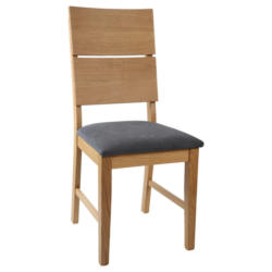 Stuhl in Holz, Textil Grau, Eichefarben