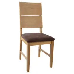 Stuhl in Holz, Textil Braun, Eichefarben