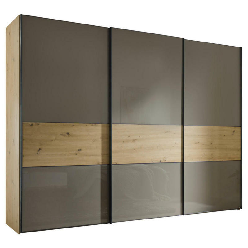 Schwebetürenschrank in Eiche Artisan, Mokka