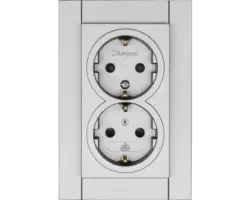 Steckdosen-Einsatz 2-fach Kopp Athenis 55 stahlfarben 929547550