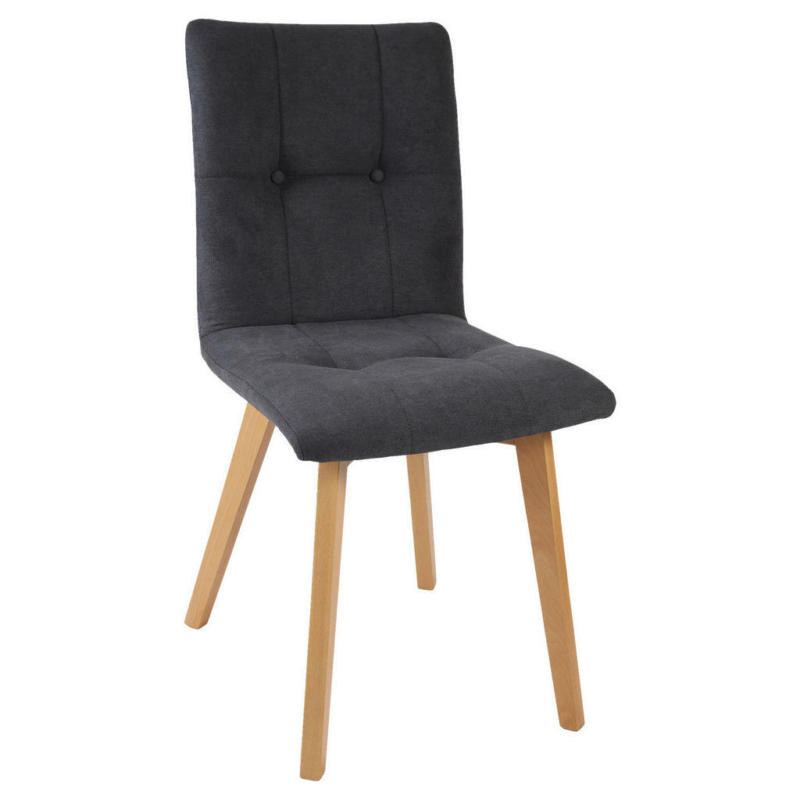 Stuhl in Holz, Textil Grau, Buchefarben