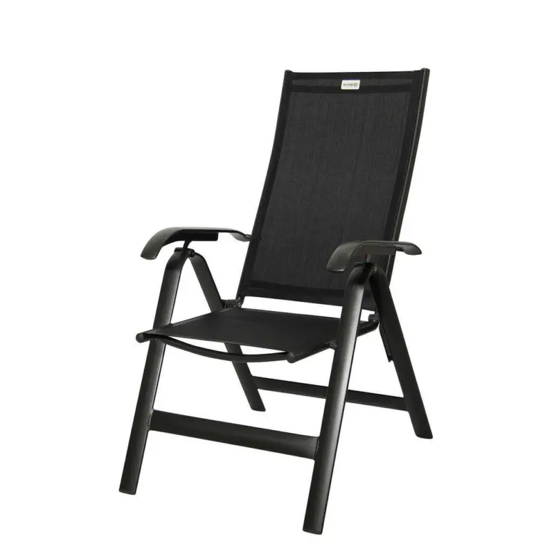 Gartenklappsessel in Metall Anthrazit, Schwarz