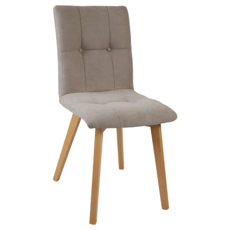 Stuhl in Holz, Textil Taupe, Buchefarben