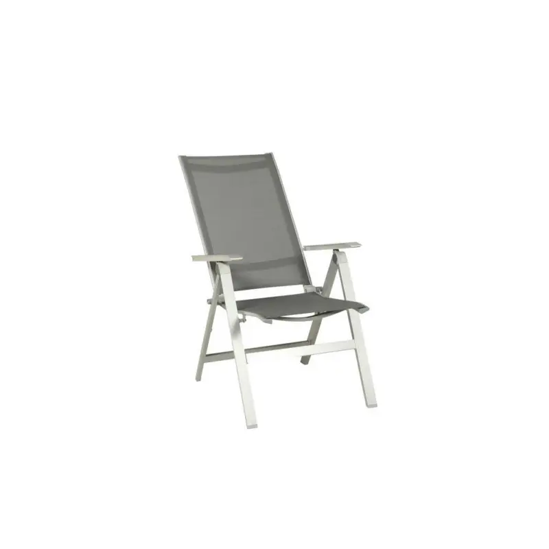 Gartenklappsessel in Metall Graphitfarben, Platinfarben