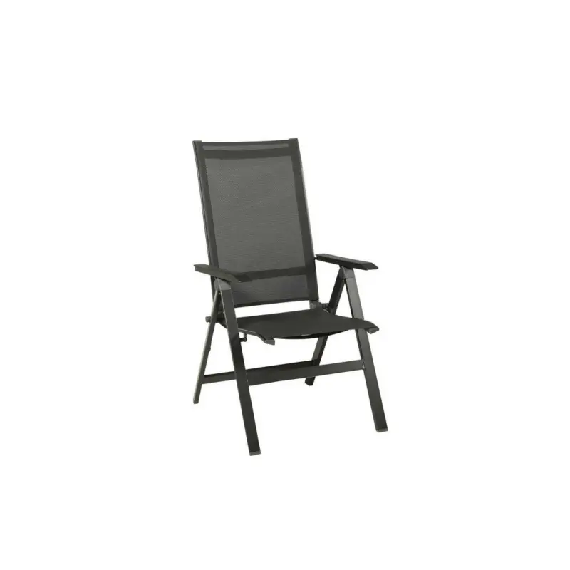 Gartenklappsessel in Metall Anthrazit, Schwarz