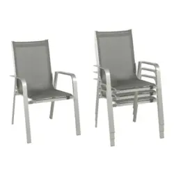 Stapelsessel in Metall, Textil Graphitfarben, Platinfarben